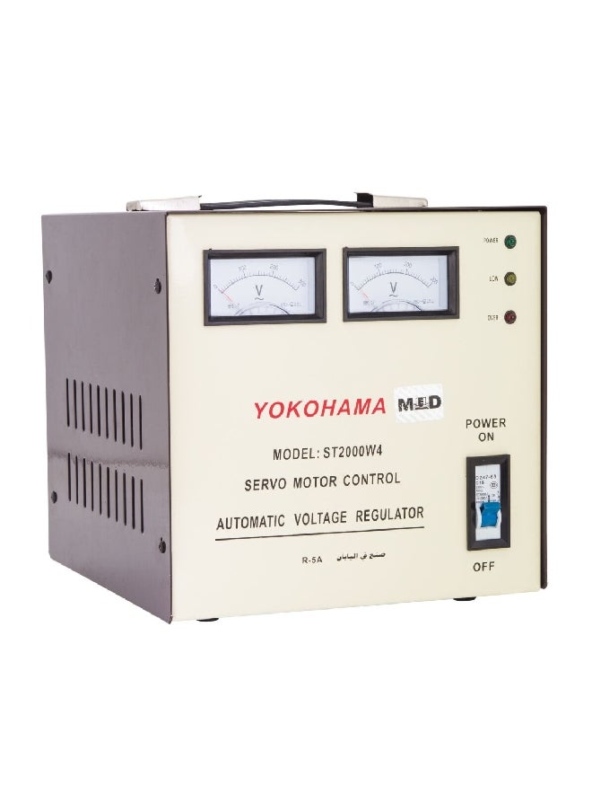 YOKOHAMA 2000W 3 Pin British Plug Portable Automatic Voltage Regulator Beige 32.2 x 30.8 x 26.5 cm 22305 