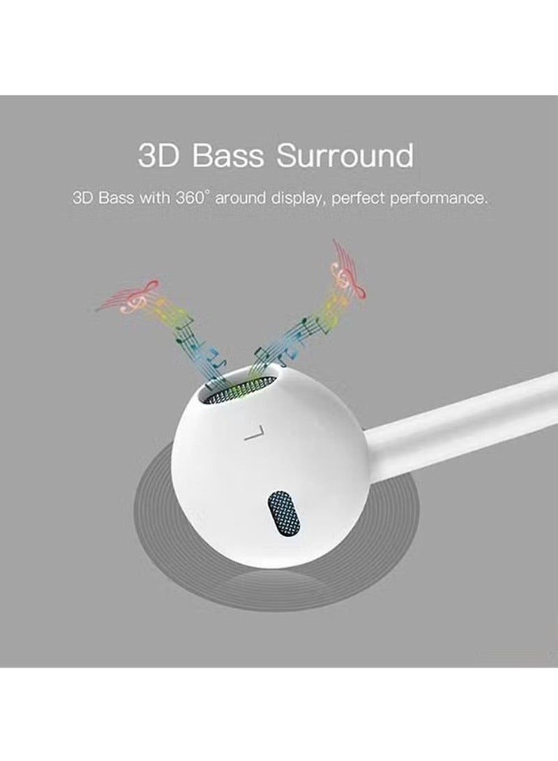Yesido YH50 Lightning Jack Hands-Free Wired Earphone with High Bass Sound Quality, Crystal Clear Microphone & Multi-Functional Inline Remote – Perfect for iPhone, iPad, and iPod – White - Image 3