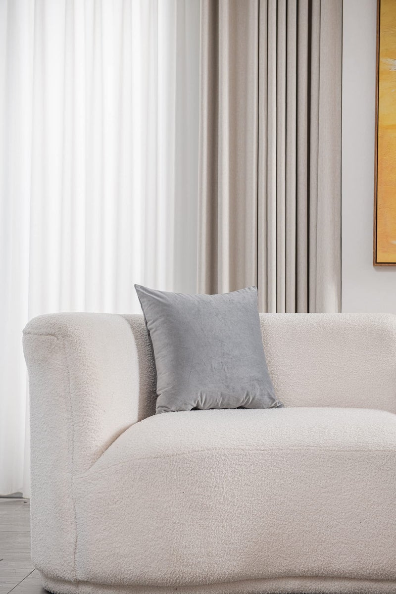 DEZENE Decorative Pillow Cases 16x16 Light-Grey: 2 Pack Cozy Soft Velvet Square Throw Pillow Covers for Farmhouse Home Decor - Image 3