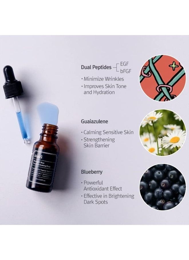 DearKlairs [DearKlairs] Midnight Blue Youth Activating Drop, 0.67 fl oz (20 ml) | Dual EGF, Peptides, Guaiazulene Adenosine, Night Serum, Watery, Light Texture  - Image 3