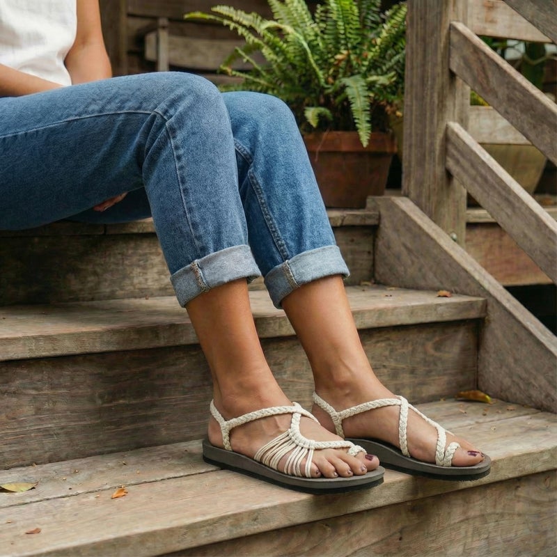 Plaka Atlantis Summer Walking Sandals for Women â€“ Comfortable Strappy Sandals with Arch Support for Beach Walks and Casual Outings | Pearl, Size 9 - Image 3