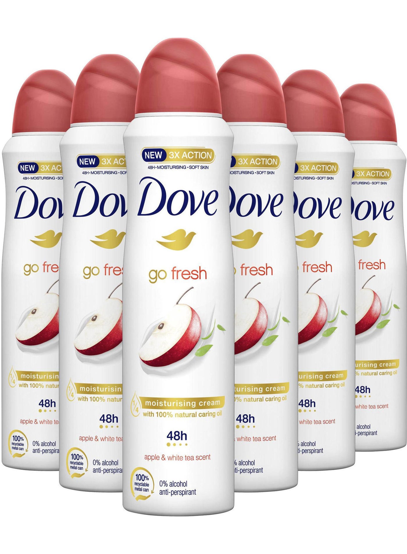 Dove Go Fresh Apple White Tea, Women's Deodorant 6 x 250ml Aerosol Spray