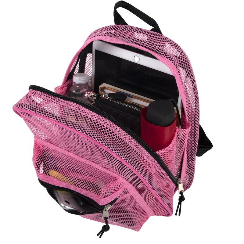 Summit Ridge Mini Mesh Backpack for Women, Men, Beach Toys, Pool, and Swimming Gear; Mini Transparent Backpacks with Padded Straps (Pink) - Image 3