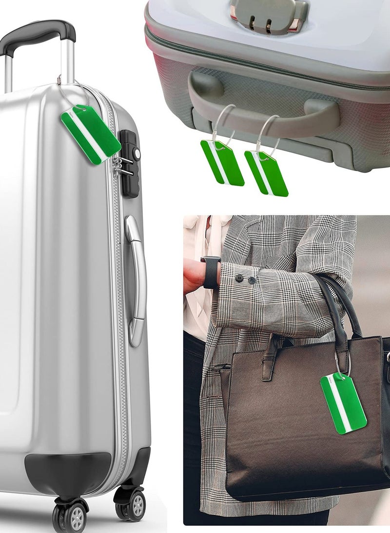 SOLARAE Luggage Tag, 12PCS Business Card Holder Aluminum Metal Travel ID Bag Tag, Suitcase Luggage Tag for Travel Luggage ID with Waterproof Information Card Stock and Wire Loop (Green) - Image 3