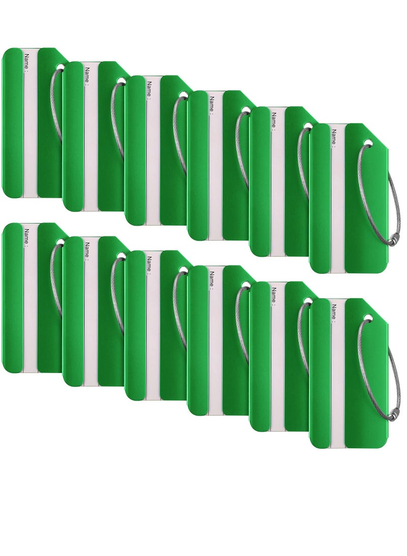 SOLARAE Luggage Tag, 12PCS Business Card Holder Aluminum Metal Travel ID Bag Tag, Suitcase Luggage Tag for Travel Luggage ID with Waterproof Information Card Stock and Wire Loop (Green) - Image 1