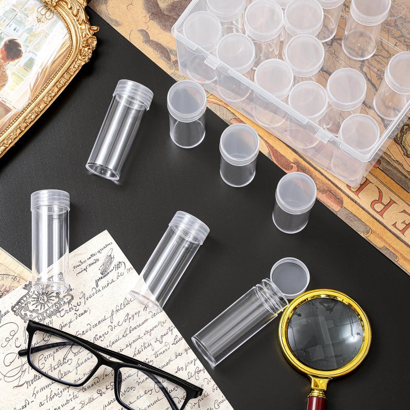 Qunclay 24 Pcs Quarter Coin Tubes with 1 Plastic Storage Box Clear Holders with Lid for Coins Collection Supplies, 3 x 1 Inch - Image 4