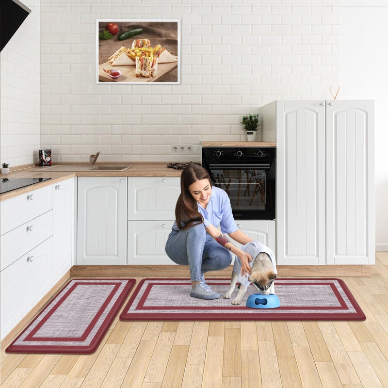 Mattitude Kitchen Mats Set of 2 Cushioned Anti-Fatigue Non-Skid Rug Sets Ergonomic Comfort Standing Mat for Kitchen, Floor, Office, Sink, Laundry,Red - Image 5