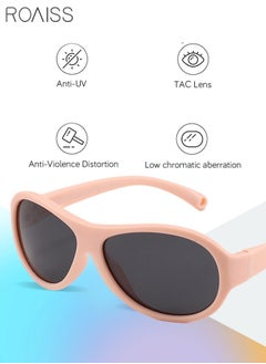 roaiss Oval Polarized Sunglasses for Babies UV400 Protection Cute Beach Holiday Sun Glasses with Flexible Silicone Frame and Elastic Strap for Boys Girls Age 0-3 Sandy Pink  - Image 5