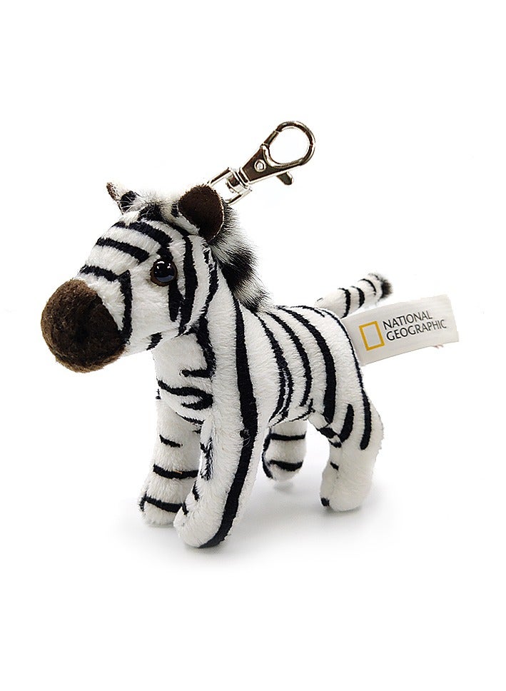 NATIONAL GEOGRAPHIC National Geographic Clip Premium Zebra 4-Inches | Bag Clip | Bag Keychain | Bag Accessories | Soft Toy | Plush Toy | Gift for Kids and Adults - Image 1