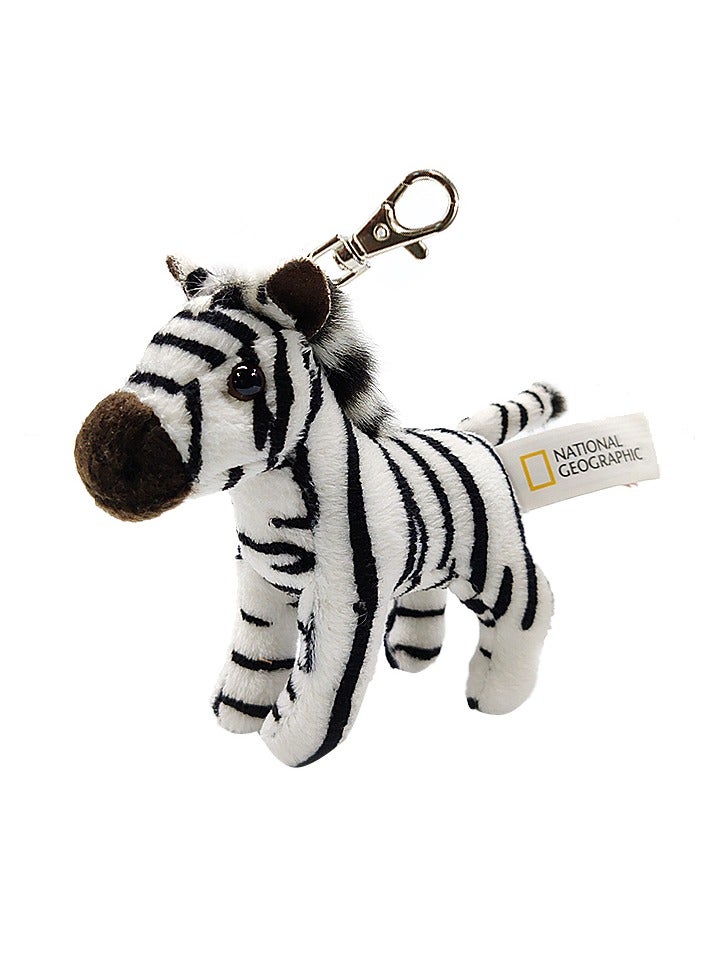 NATIONAL GEOGRAPHIC National Geographic Clip Premium Zebra 4-Inches | Bag Clip | Bag Keychain | Bag Accessories | Soft Toy | Plush Toy | Gift for Kids and Adults - Image 2