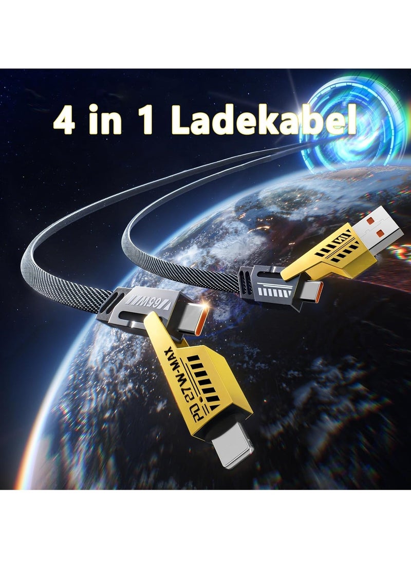 JAJEEK "New 2-Pack 4-in-1 Fast Charging Cable – 6.65ft Braided USB C, USB A & Lightning, 65W for Phones, Tablets & More" - Image 4