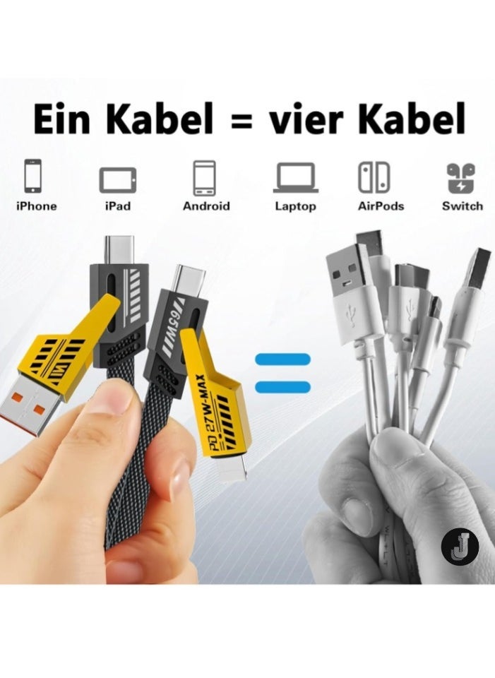 JAJEEK "New 2-Pack 4-in-1 Fast Charging Cable – 6.65ft Braided USB C, USB A & Lightning, 65W for Phones, Tablets & More" - Image 3