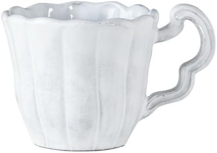 Vietri Vietri Incanto Scallop Mug 10oz Terra Marrone Ceramic Cup Elegant Coffee Drinkware Made in Italy  375 Inch White  - Image 1