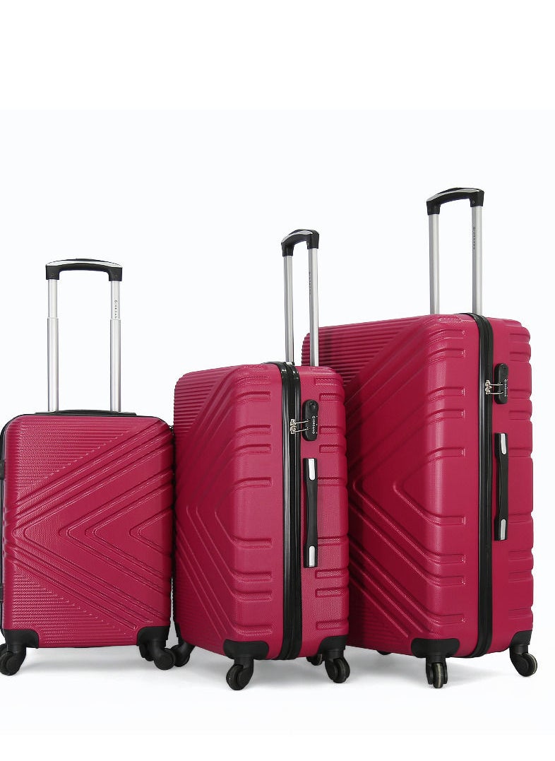 GIORDANO 3-Piece ABS Hardside Spinner Iron Rod Luggage Trolley Set With TSA Lock 20/24/28 Inch Marsalla  - Image 1
