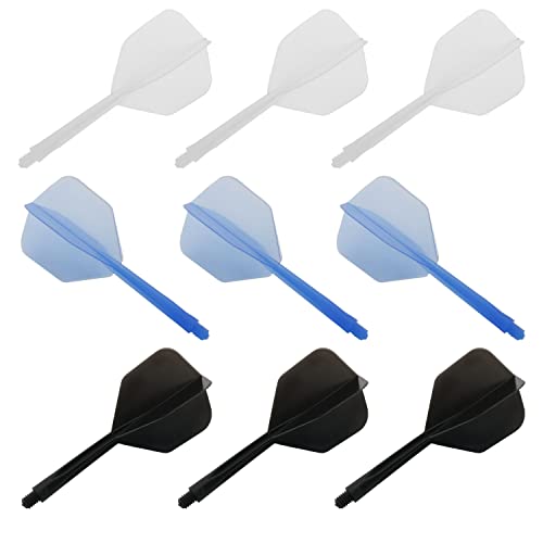 DGHAOP Integrated Dart Flight and Shafts 9PCS Nylon Plastic Integrated Dart Shaft and Flights Tip Darts Set White Black and Blue - Image 1