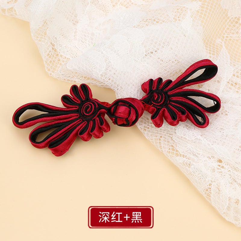 Button Button Long Tail Chrysanthemum Chinese Handmade Cheongsam Top Buckle Traditional Ethnic Style Tang Suit Vintage Button Crimson + Black * buckle about 10cm