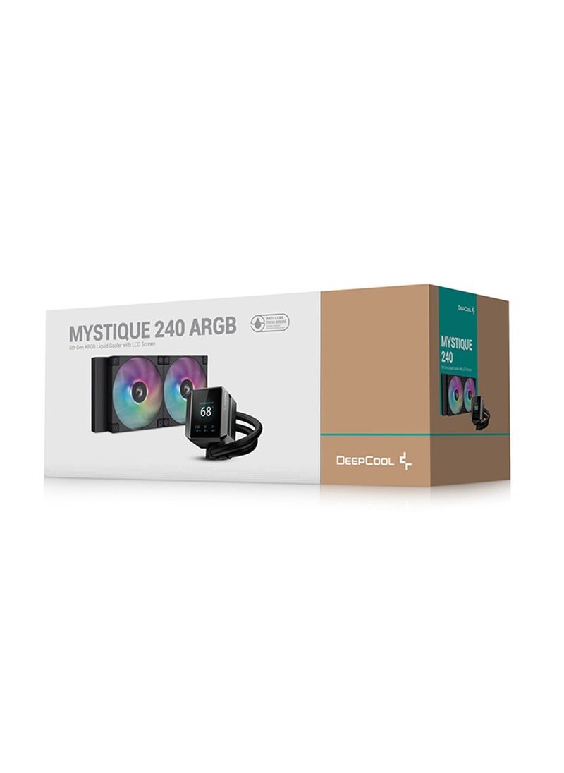 DEEPCOOL Mystique 240 ARGB Liquid CPU Cooler, 2.83" TFT LCD Display, 240mm Radiator, 120mm Fan Size, 2400 RPM Fan Speed, 72.04 CFM Airflow, Hydro Bearing Type, R-LX550-BKADSNC-G-1  - Image 4