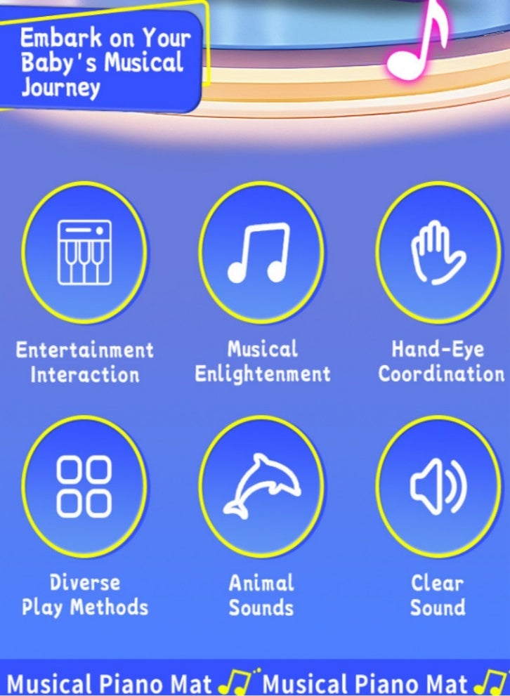 Lullaxx Animal Piano Music Mat, suitable for 3/4/5/6/7-year-old children's music enlightenment toys, birthday gifts and holiday gifts - Image 3