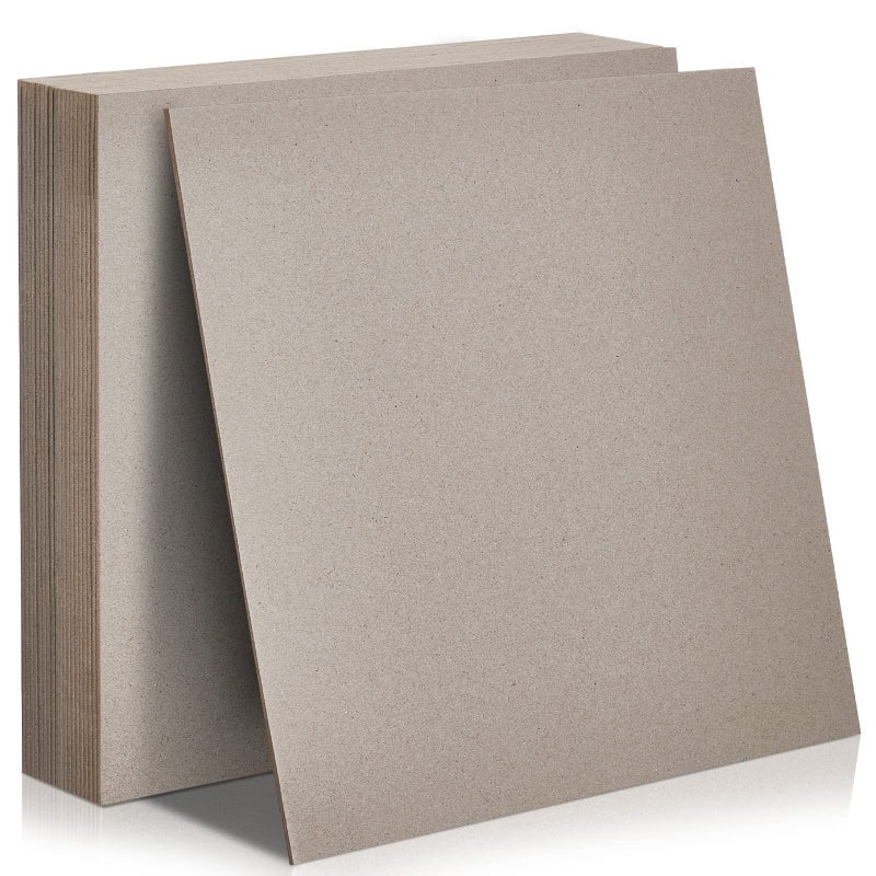Lewtemi 20 Pcs Book Board Binders Board Chipboard Designer Bookboard Kraft Heavy Duty Chipboard Sheets Bookbinding Supplies for Book Binding Cover Gray 12 x 12 Inch 70PT