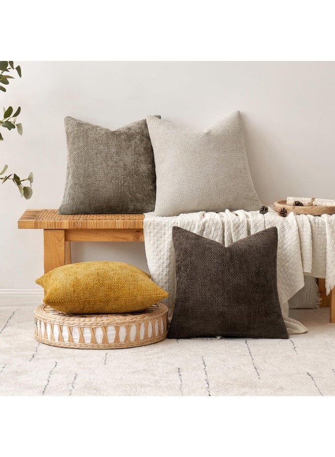 Pack of 2 Yellow Cushion Cover 18x18 Inch Mustard Yellow Summer Modern Boho Accent Decorative Throw Pillow Covers Soft Chenille Farmhouse Pillowcase for Home Decor Couch Bed Sofa Living Room 45x45CM - Image 4