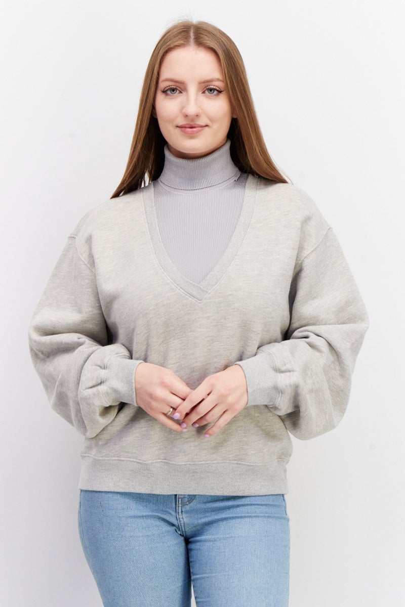 Agolde Women Long Sleeves Heather Sweatshirt, Grey - Image 1