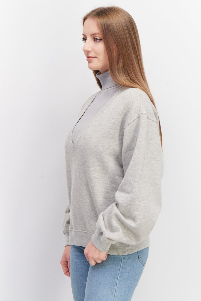 Agolde Women Long Sleeves Heather Sweatshirt, Grey - Image 3