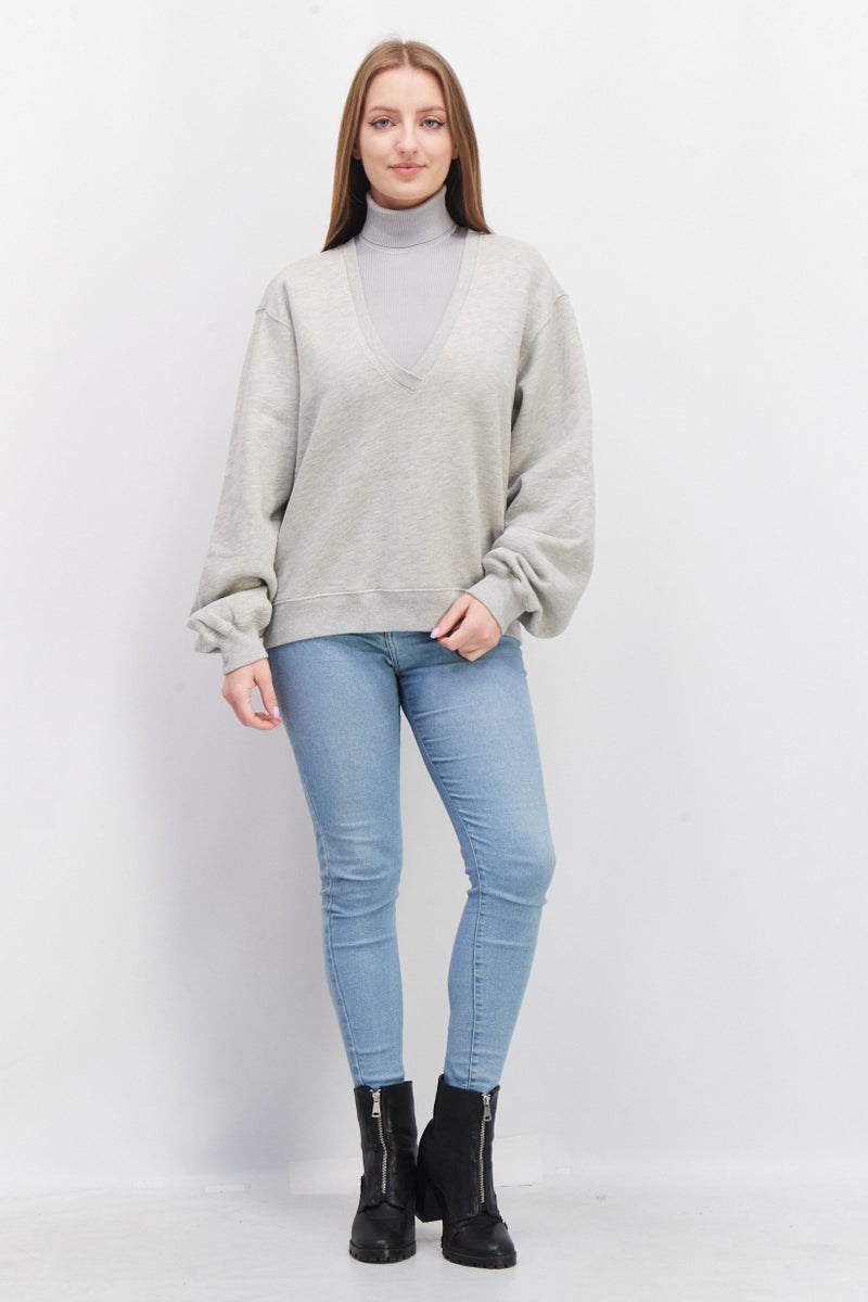 Agolde Women Long Sleeves Heather Sweatshirt, Grey - Image 4