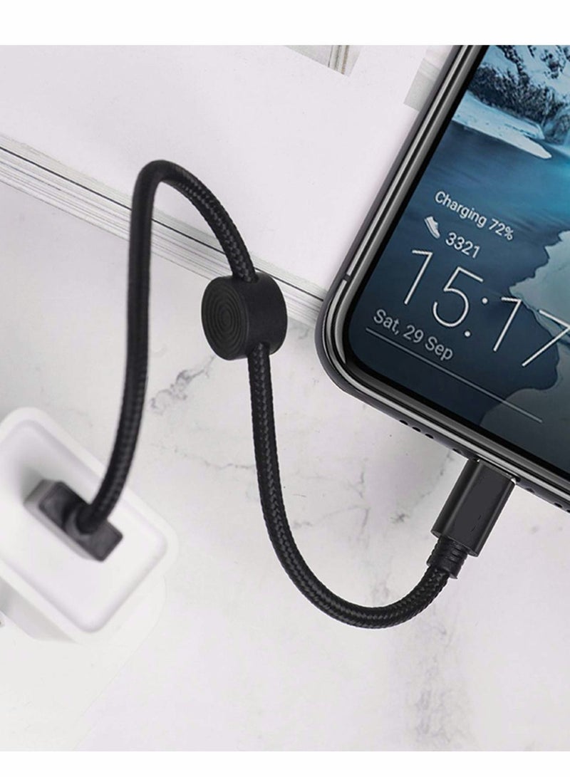 Y&D USB C Cable Short 25cm Ideal Lenght, Android Auto 3A Fast Charging and Data Sync, A to Charger for Phones, Power Banks, Laptops Type Charge Lead (Black) - Image 3