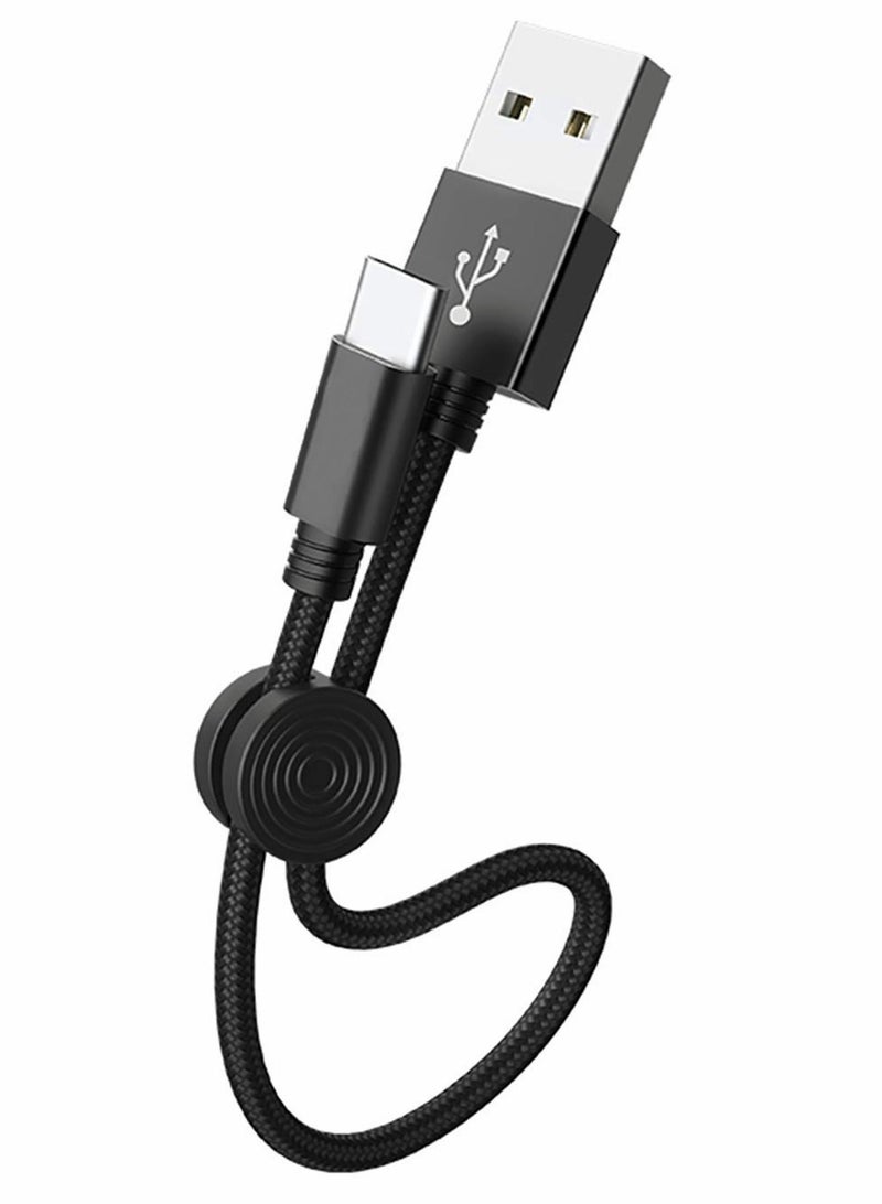 Y&D USB C Cable Short 25cm Ideal Lenght, Android Auto 3A Fast Charging and Data Sync, A to Charger for Phones, Power Banks, Laptops Type Charge Lead (Black) - Image 1