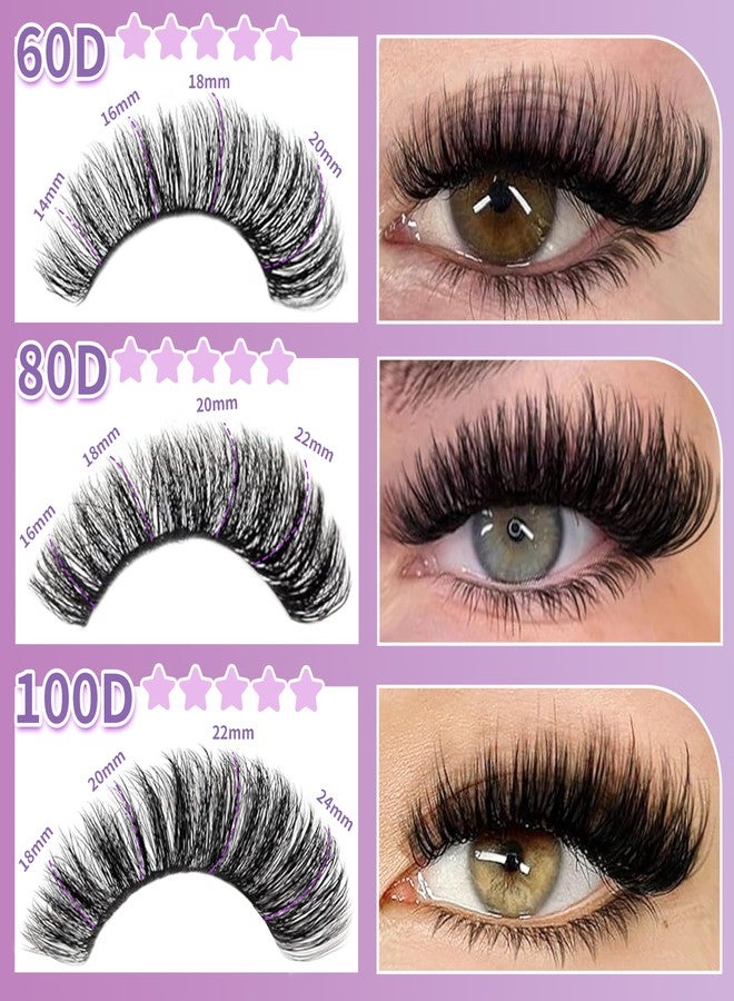 FOINEMYED Lash Extension Kit 14-24mm Lash Clusters Kit 60D+80D+100D Thick Volume Eyelash Extension Kit D Curly DIY Individual Lashes 3 Style Lashes with Waterproof Lash Bond and Seal and Tweezers - Image 3