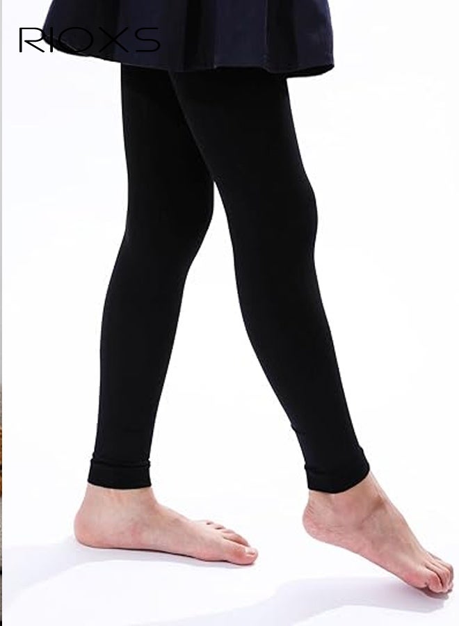 ريوكس فتيات الساقين، فتيات الأطفال الصغار شديدات الساقين، ساقان موحدة مدرسية، بنطال محاك للفستان، ساقان مريحة ناعمة، طول الكاحل للساقين لمدرسة الفتيات، فصل الرقص أو اللعب ارتداء، ساقان سوداء صلبة - Image 5