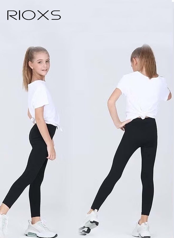 ريوكس فتيات الساقين، فتيات الأطفال الصغار شديدات الساقين، ساقان موحدة مدرسية، بنطال محاك للفستان، ساقان مريحة ناعمة، طول الكاحل للساقين لمدرسة الفتيات، فصل الرقص أو اللعب ارتداء، ساقان سوداء صلبة - Image 1
