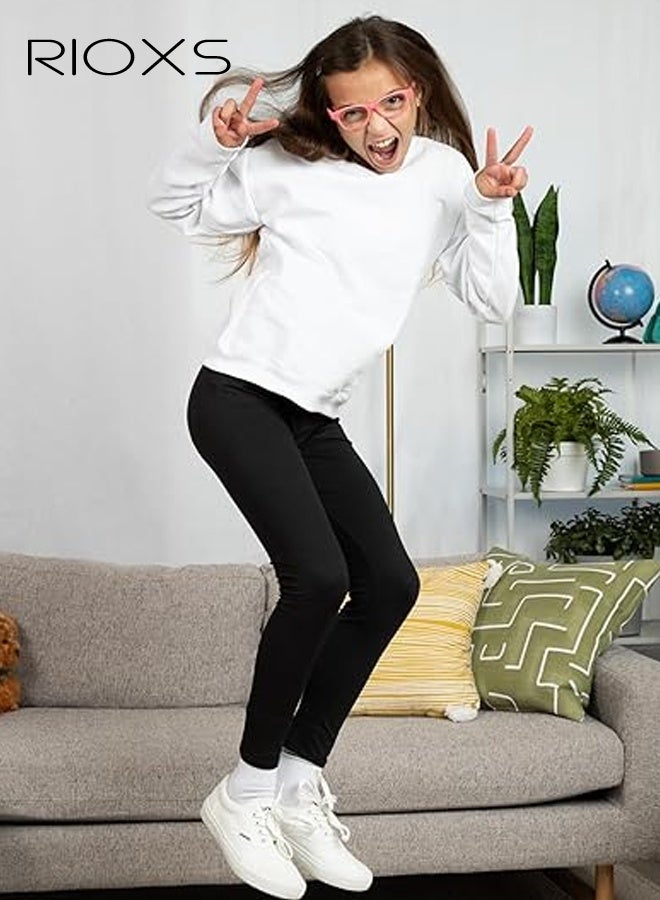 ريوكس فتيات الساقين، فتيات الأطفال الصغار شديدات الساقين، ساقان موحدة مدرسية، بنطال محاك للفستان، ساقان مريحة ناعمة، طول الكاحل للساقين لمدرسة الفتيات، فصل الرقص أو اللعب ارتداء، ساقان سوداء صلبة - Image 2