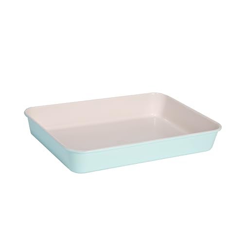 Tasty Clean Ceramic 14Inch x 10Inch Roasting Pan Durable Aluminized Steel for Professional Results Clean Ceramic Nonstick Coating Oven Safe to 425F Dishwasher Safe Aqua - Image 1