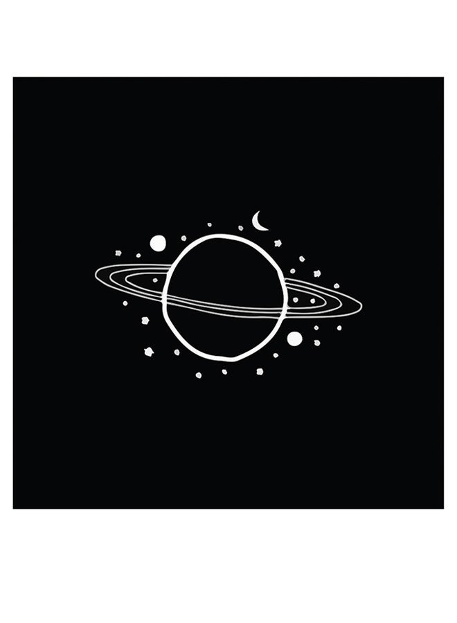 RYN Saturn Themed Wall Decor Black/White 30x30cm - Image 1