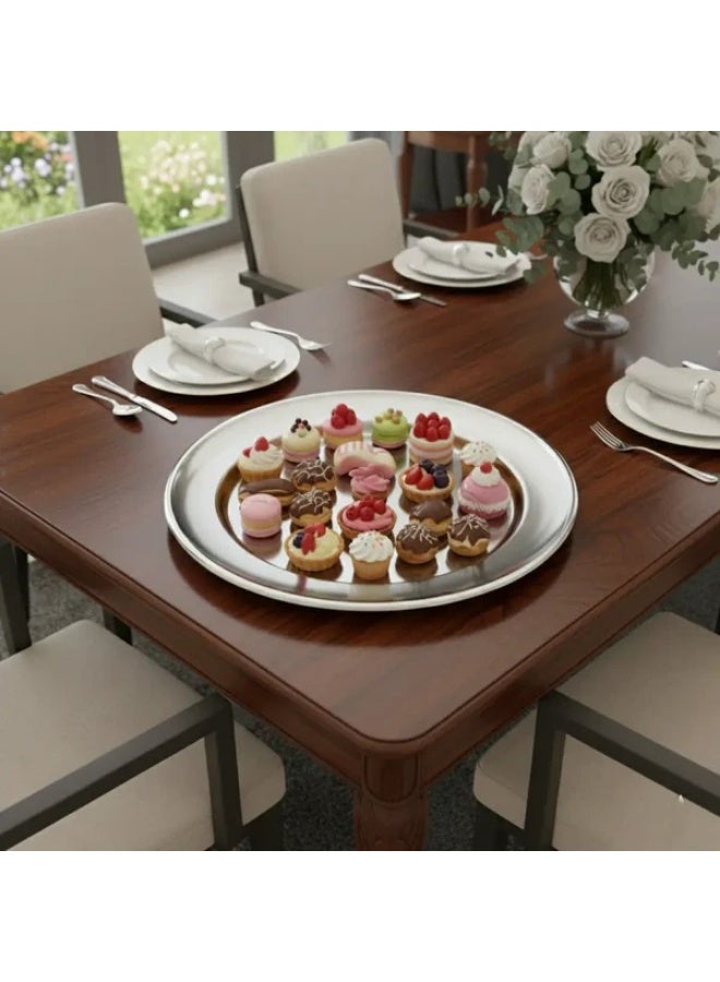 سرڤيس عشاء دائري ستانلس ستيل 18/10 سادة - Image 4