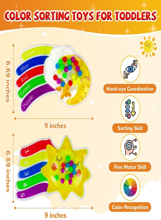 PEFOOK 2PCS Color Sorting Sensory Toys, Fine Motor Skill Games Learning Toys for Toddlers, Color Matching Fidget for Calm Down, Preschool Learning & Educational Montessori with Autism - Image 2