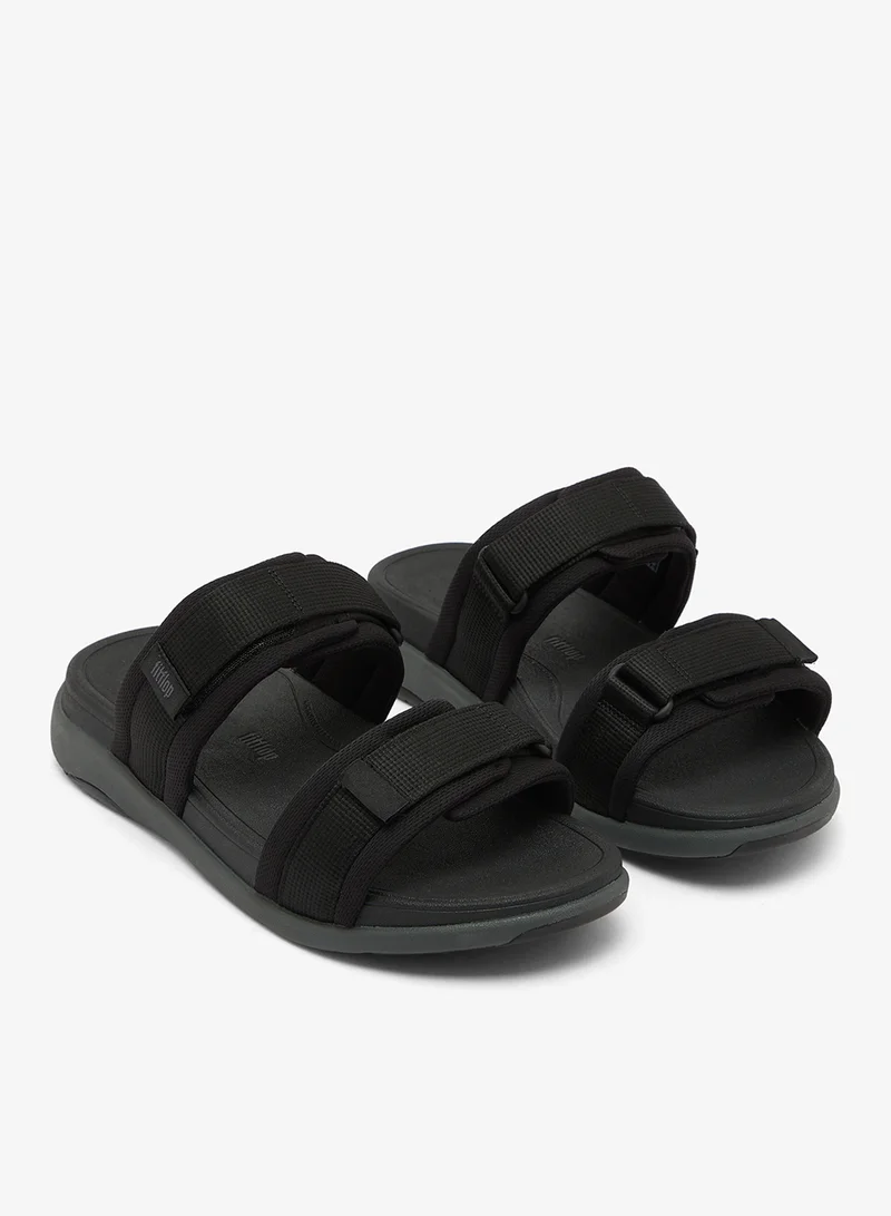 Fitflop BLACK F-Mode Go Two Bar Webbing Slides for Men | Best Price UAE