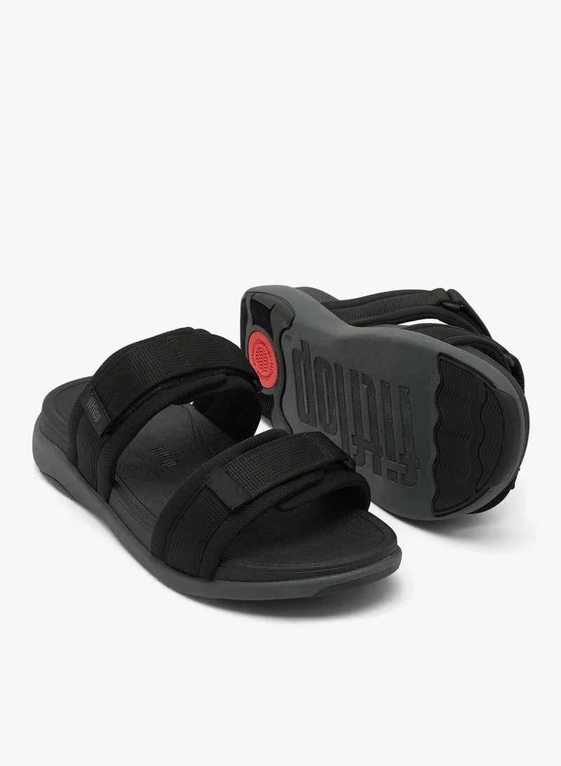 Fitflop BLACK F-Mode Go Two Bar Webbing Slides for Men | Best Price UAE