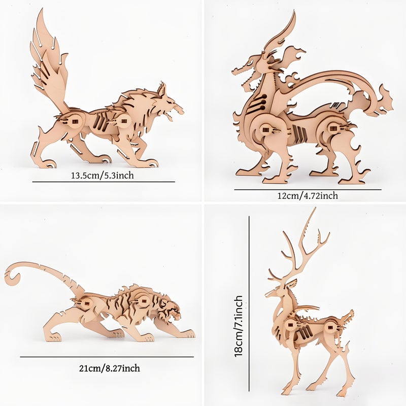 3D Wooden Jigsaw Puzzle Animal Ornaments 3pcs Set Desktop Decorative Hands On - Image 4