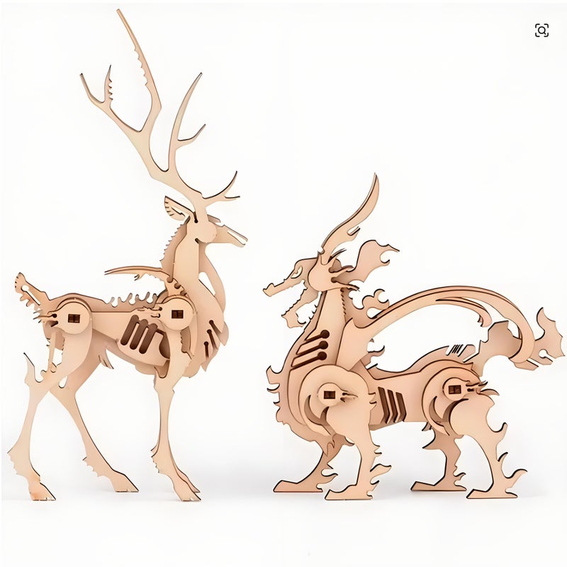 3D Wooden Jigsaw Puzzle Animal Ornaments 3pcs Set Desktop Decorative Hands On - Image 5