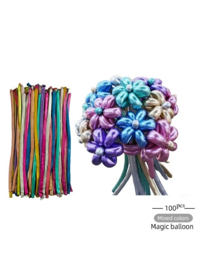 100PCS Decorative Long Balloons Magic Balloons Multicolor - Image 1