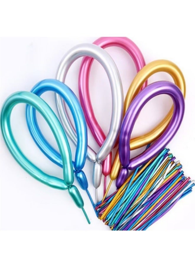 100PCS Decorative Long Balloons Magic Balloons Multicolor - Image 2