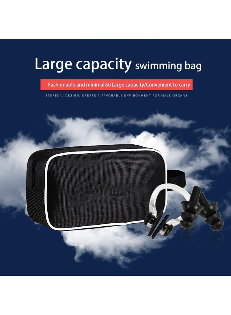 Generic Adult Swimwear Set Men's Swimwear Set Swimming Trunks Swim Goggles Swim Cap Ear Plugs Nose Clip Swim Bag Swim Pool Beach Essentials for Summer Fun (Blue) - Image 4