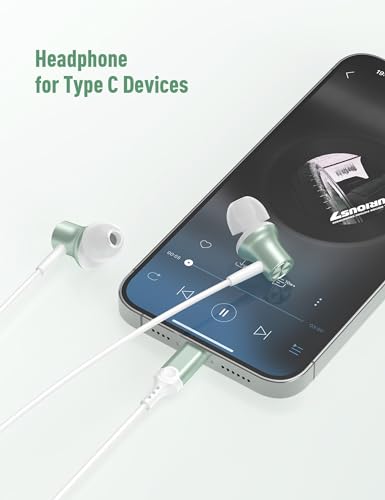iMangoo USB C Plug in Headphones for Apple Wired Earbuds for iPhone 17 17e 16 Pro Max 16e 15 Type C Ear Buds Corded Earphones for Google/Pixel 10 10a 9 for Samsung/Galaxy S26 S25 S24 for Android Phone Green - Image 3