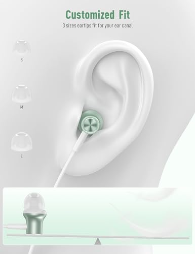 iMangoo USB C Plug in Headphones for Apple Wired Earbuds for iPhone 17 17e 16 Pro Max 16e 15 Type C Ear Buds Corded Earphones for Google/Pixel 10 10a 9 for Samsung/Galaxy S26 S25 S24 for Android Phone Green - Image 5