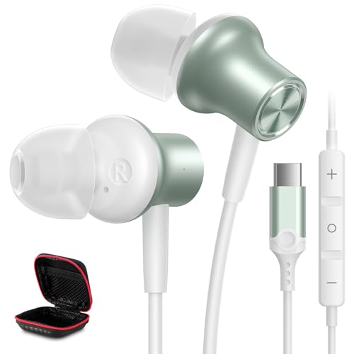 iMangoo USB C Plug in Headphones for Apple Wired Earbuds for iPhone 17 17e 16 Pro Max 16e 15 Type C Ear Buds Corded Earphones for Google/Pixel 10 10a 9 for Samsung/Galaxy S26 S25 S24 for Android Phone Green - Image 1