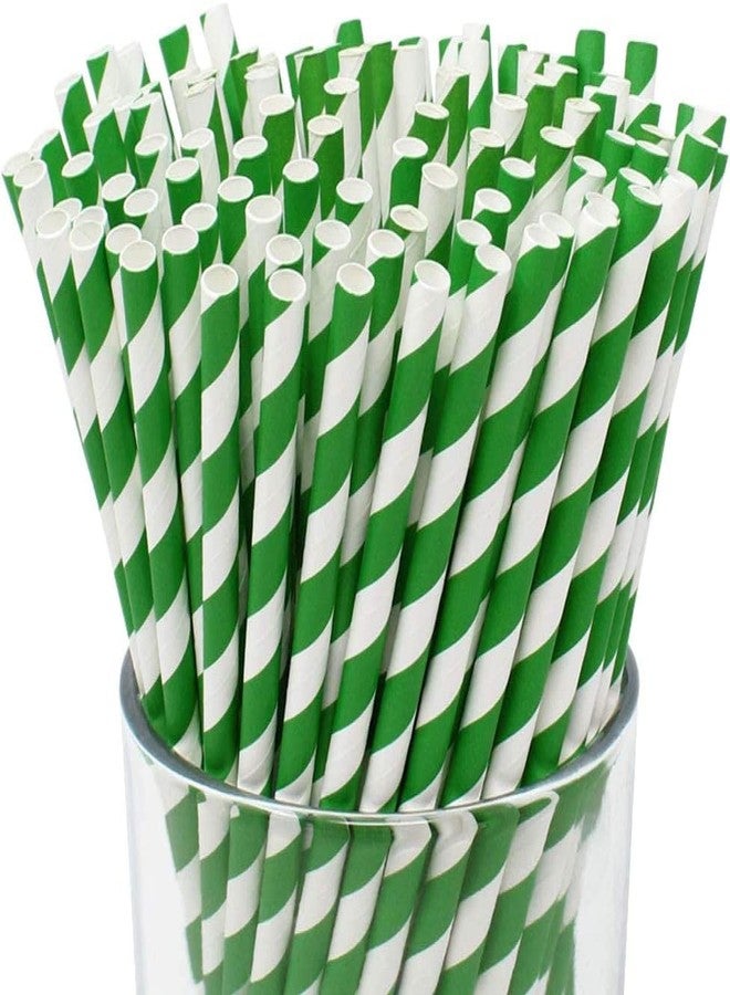 Festiko® Bio-degradable Paper Straws (Size -6mm|Pack of 50 Pcs|Green & White Striped), Paper Straws for Drinking, Food Grade Paper Straws for Kids - Image 1