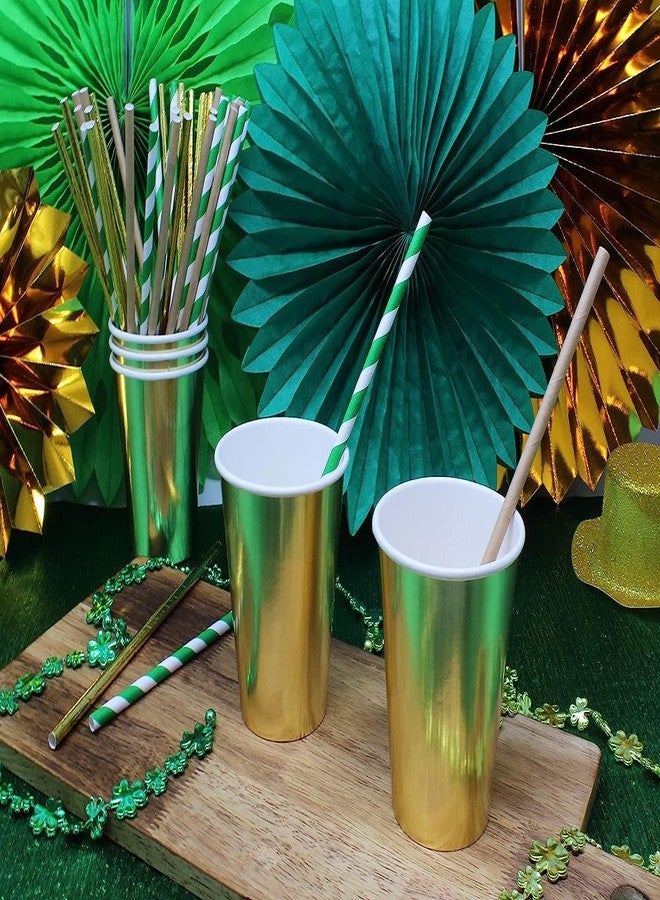 Festiko® Bio-degradable Paper Straws (Size -6mm|Pack of 50 Pcs|Green & White Striped), Paper Straws for Drinking, Food Grade Paper Straws for Kids - Image 2