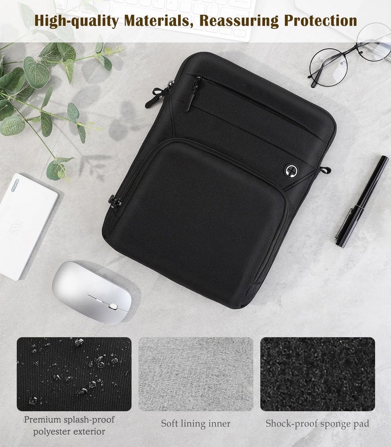 Dadanism 9-11" Tablet Sleeve Bag with Shoulder Strap for iPad (A16) 11", iPad Air M4 Pro M5 11", iPad 10th Gen 10.9", iPad 9/8/7th Gen 10.2", Galaxy Tab A11+ Plus 11", reMarkable 2 10.3",Black - Image 5
